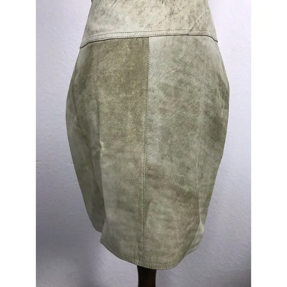 Winlit Vintage Distressed Leather Mini Pencil Straight Skirt